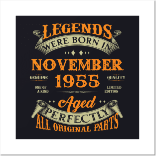 68th Birthday Gift Legends Born In November 1955 68 Years Old Posters and Art